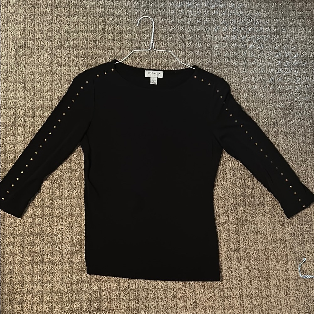 Carmen Black Studded Sleeve Blouse